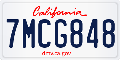 CA license plate 7MCG848