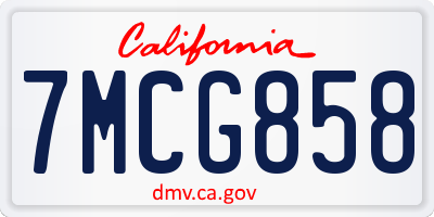 CA license plate 7MCG858