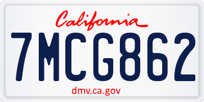 CA license plate 7MCG862