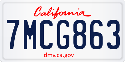 CA license plate 7MCG863