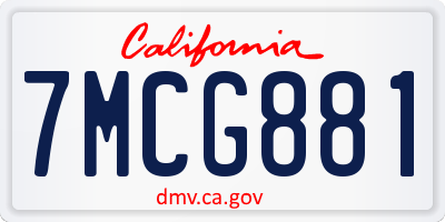 CA license plate 7MCG881