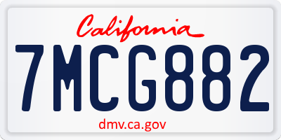 CA license plate 7MCG882