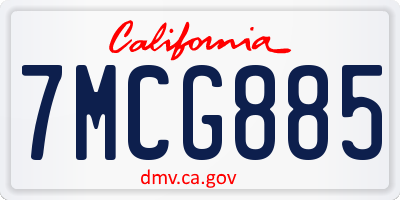 CA license plate 7MCG885