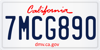 CA license plate 7MCG890