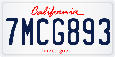 CA license plate 7MCG893