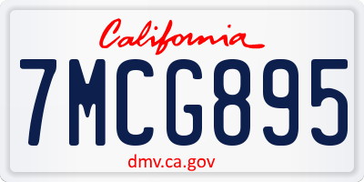 CA license plate 7MCG895