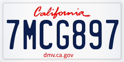 CA license plate 7MCG897