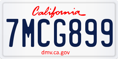 CA license plate 7MCG899