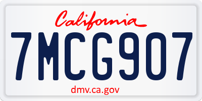 CA license plate 7MCG907