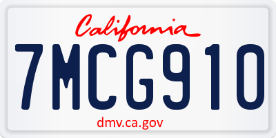 CA license plate 7MCG910
