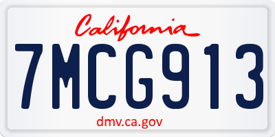 CA license plate 7MCG913