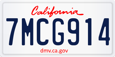 CA license plate 7MCG914