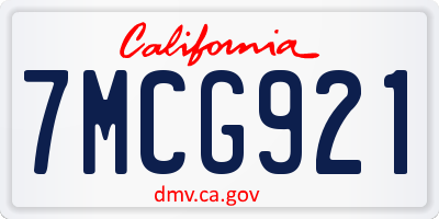 CA license plate 7MCG921