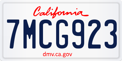 CA license plate 7MCG923