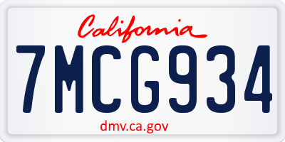 CA license plate 7MCG934