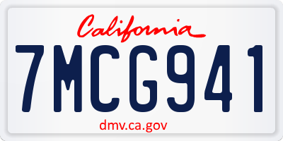CA license plate 7MCG941