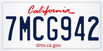 CA license plate 7MCG942