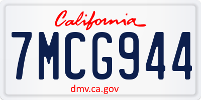 CA license plate 7MCG944