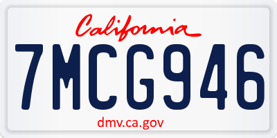 CA license plate 7MCG946