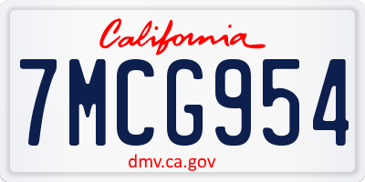 CA license plate 7MCG954