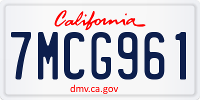 CA license plate 7MCG961