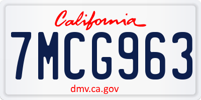 CA license plate 7MCG963