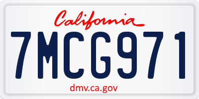 CA license plate 7MCG971