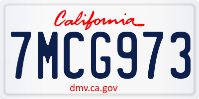 CA license plate 7MCG973