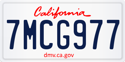 CA license plate 7MCG977