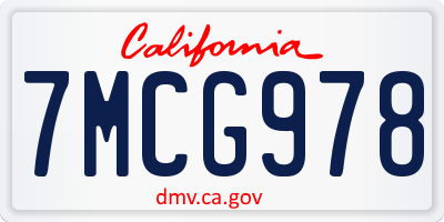 CA license plate 7MCG978