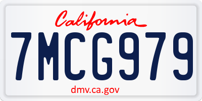 CA license plate 7MCG979