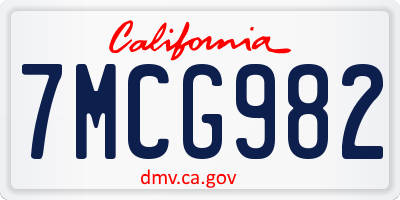CA license plate 7MCG982