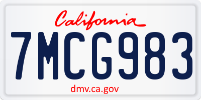 CA license plate 7MCG983