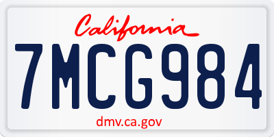 CA license plate 7MCG984