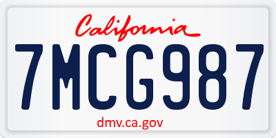 CA license plate 7MCG987