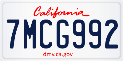 CA license plate 7MCG992