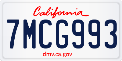 CA license plate 7MCG993