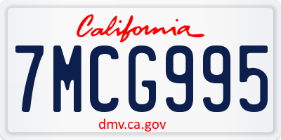 CA license plate 7MCG995