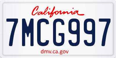 CA license plate 7MCG997