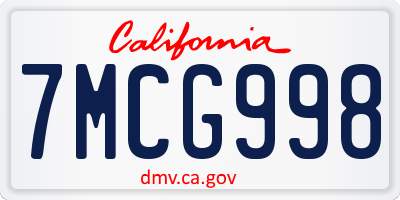 CA license plate 7MCG998
