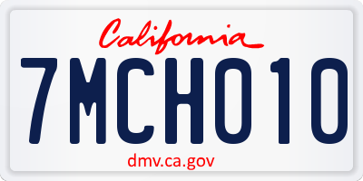 CA license plate 7MCH010