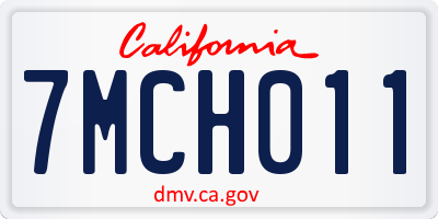 CA license plate 7MCH011