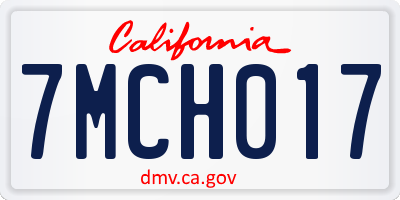 CA license plate 7MCH017