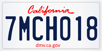 CA license plate 7MCH018
