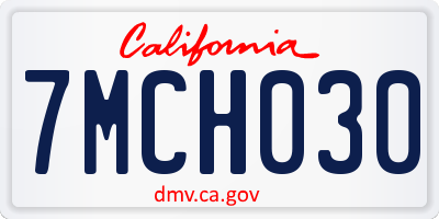 CA license plate 7MCH030