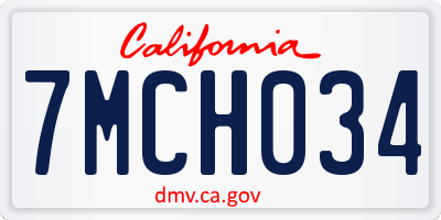 CA license plate 7MCH034