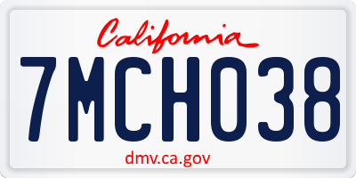 CA license plate 7MCH038