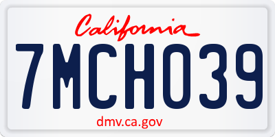 CA license plate 7MCH039