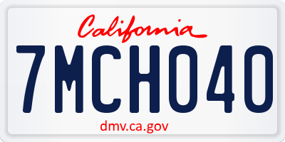 CA license plate 7MCH040