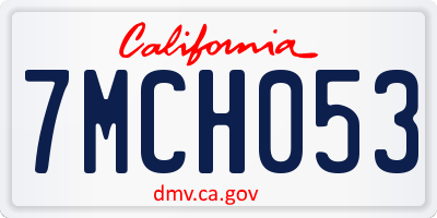 CA license plate 7MCH053